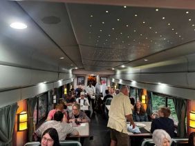 Riders aboard the Western Maryland Scenic Railroad during Cigars & Steam 2026